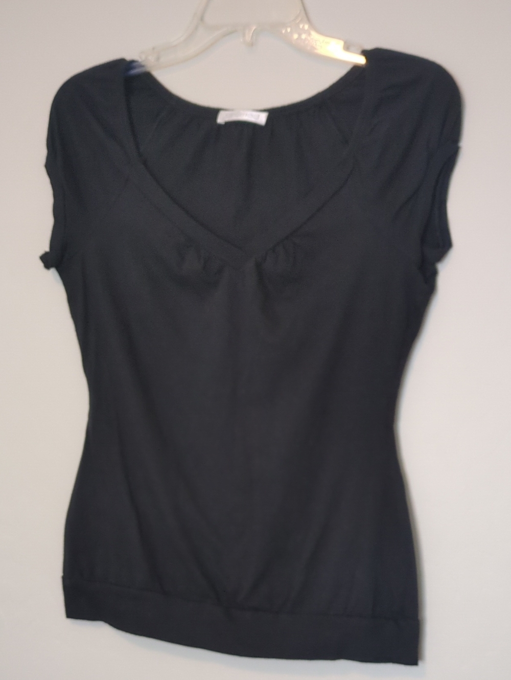EUC Promod Classic Black V‑Neck Cap Sleeve Top